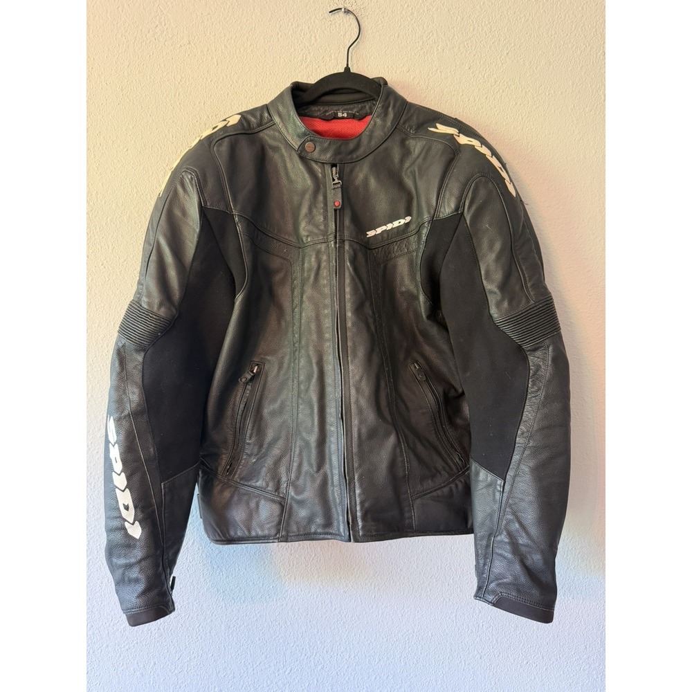 Vintage Spidi Leather Mens Motorcycle Jacket Black Red Interior Pads Size 54